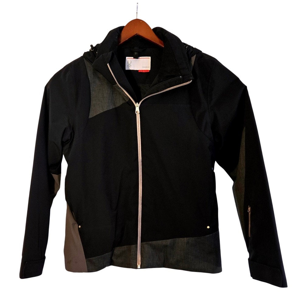 Spyder Womens Ski Jacket Black Size M 10 12 Waterproof‎ Thinsulate Hooded